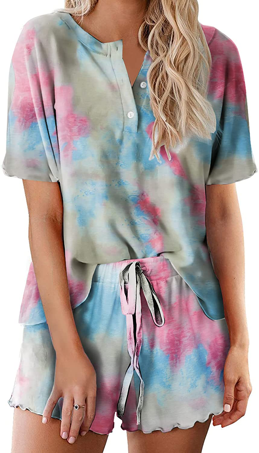 Ekouaer Tie Dye Pajamas Set Womens Loungewear Sleepwear 2 Piece PJ Sets Apparel & Accessories > Clothing > Sleepwear & Loungewear > Pajamas Ekouaer Comfy 5 Small 