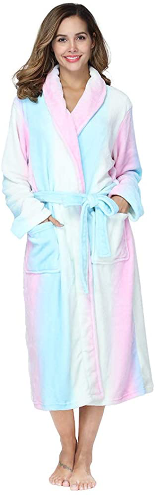 RONGTAI Womens Bathrobe Ladies Fleece Plush Warm Long Robes Apparel & Accessories > Clothing > Sleepwear & Loungewear > Robes Kylie Max   