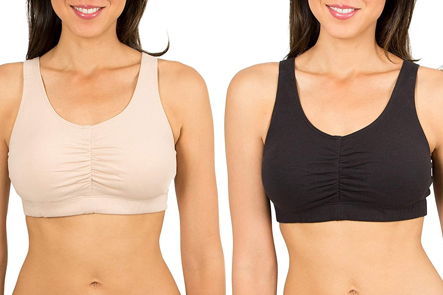 Fruit of the Loom Women'S Shirred Front Sport Bra with Removable Pads, 2-Pack Apparel & Accessories > Clothing > Underwear & Socks > Bras Kylie Max   