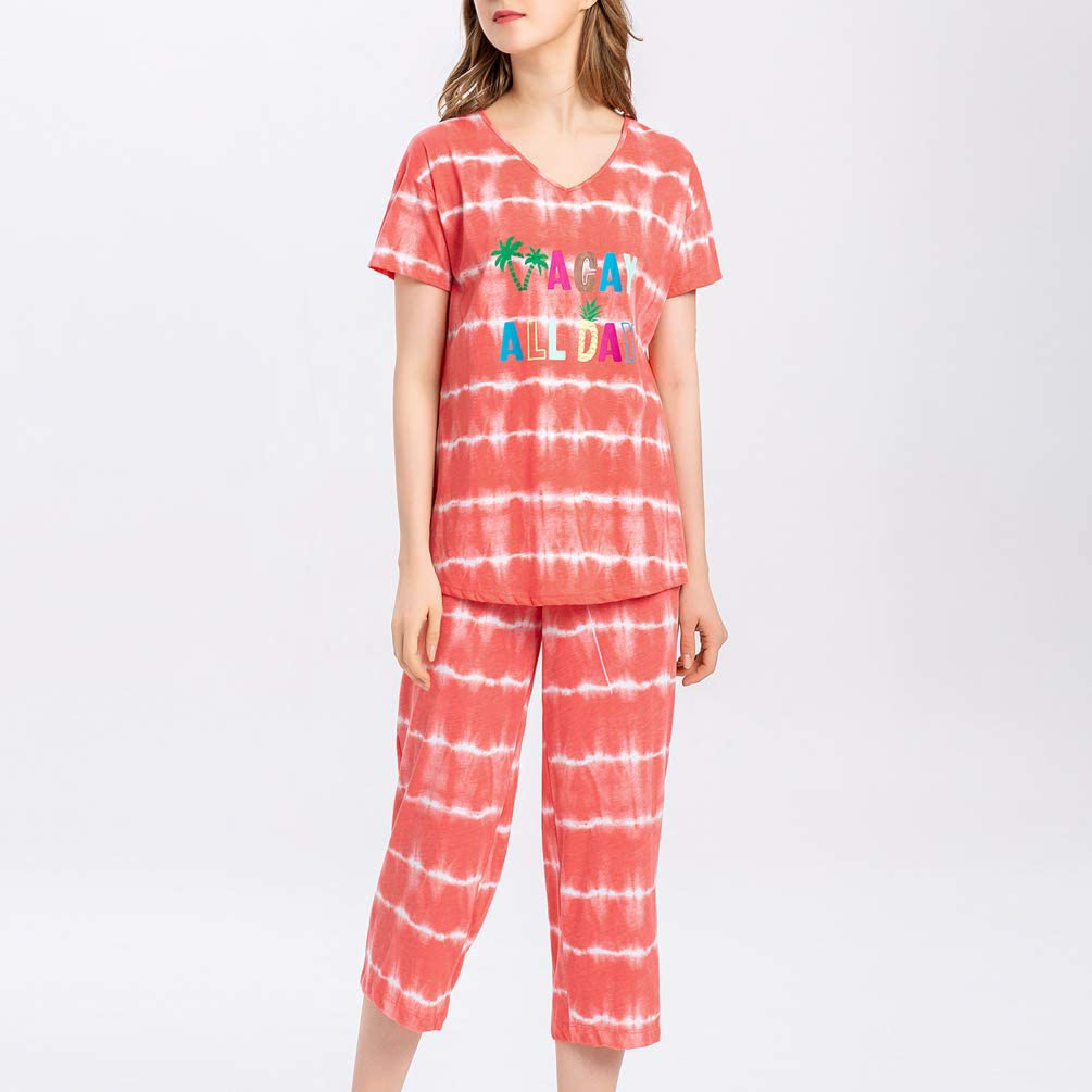 ENJOYNIGHT Women'S Sleepwear Tops with Capri Pants Pajama Sets Apparel & Accessories > Clothing > Sleepwear & Loungewear > Pajamas Kylie Max   