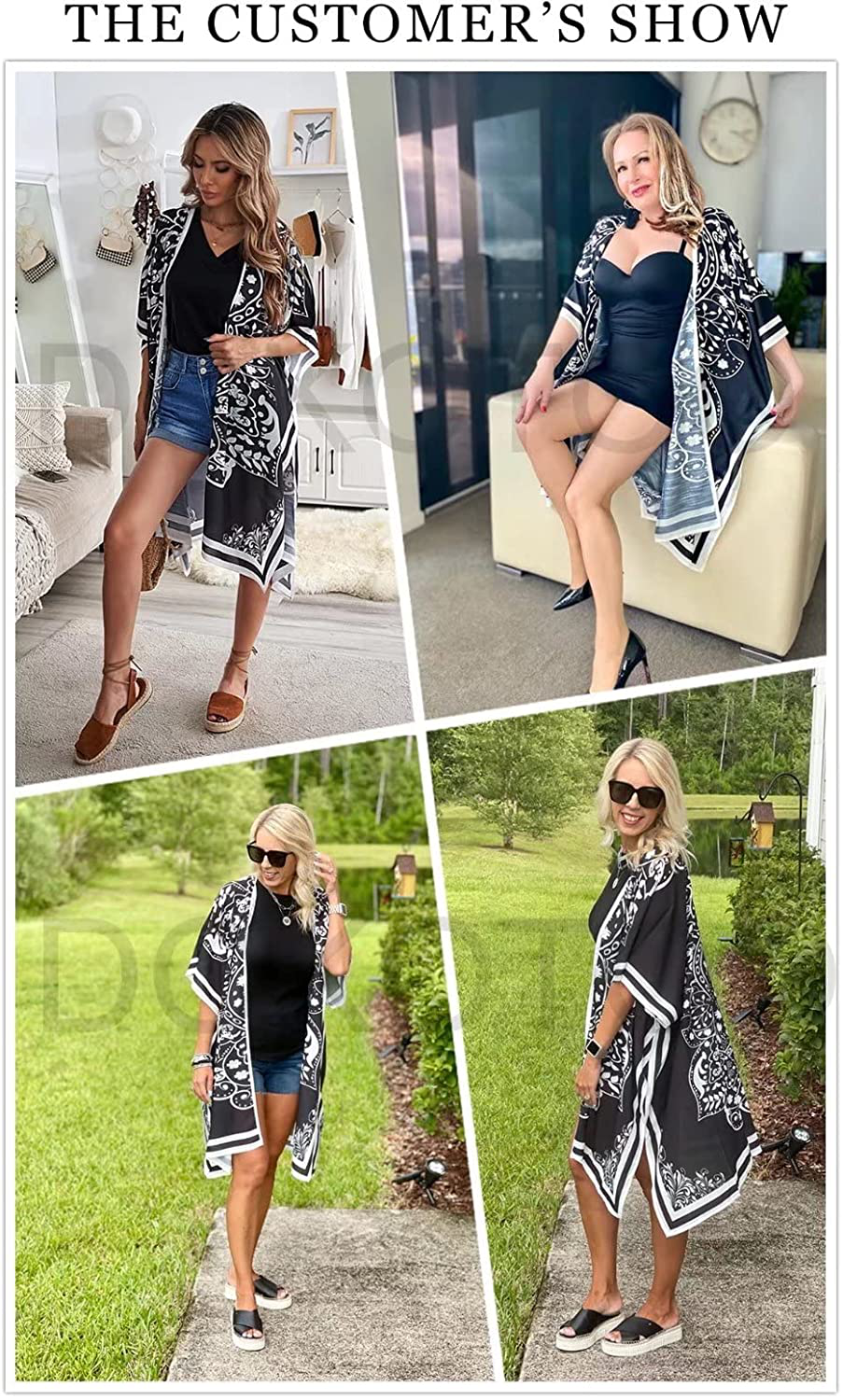 Dokotoo Womens 2022 Fashion Print Kimono Tassel Casual Cardigan Loose Cover Up Apparel & Accessories > Clothing > Swimwear Kylie Max   