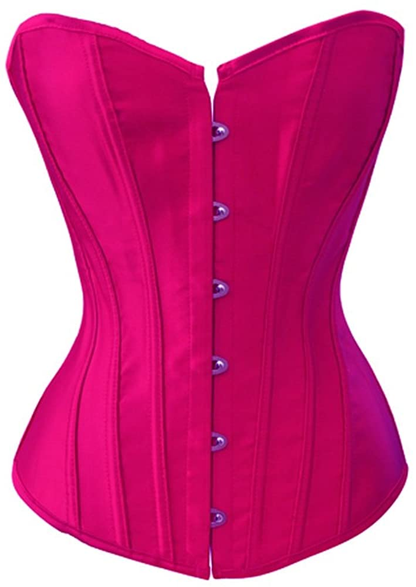 Chicastic Black Satin Sexy Strong Boned Corset Lace up Overbust Waist Cincher Bustier Bodyshaper Top - Also White & Red Apparel & Accessories > Clothing > Underwear & Socks > Lingerie Chicastic Hot Pink 3X 