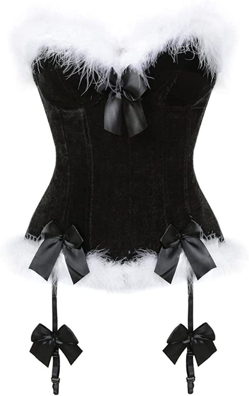 Christmas Lingerie Corset Top Christmas Outfits for Women Red Corset Lingerie Apparel & Accessories > Clothing > Underwear & Socks > Lingerie frawirshau Black-8124 X-Large 