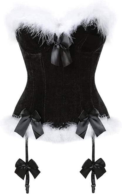 Christmas Lingerie Corset Top Christmas Outfits for Women Red Corset Lingerie Apparel & Accessories > Clothing > Underwear & Socks > Lingerie frawirshau Black-8124 X-Large 