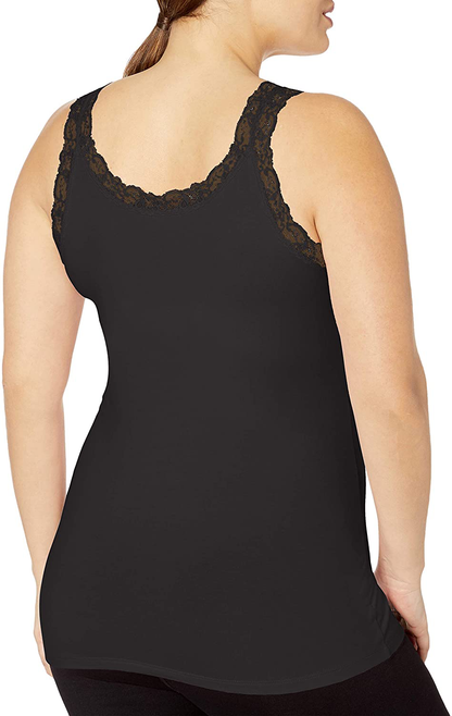 JUST MY SIZE Women'S plus Size Stretch Jersey Lace Trim Tank Apparel & Accessories > Clothing > Activewear Kylie Max   