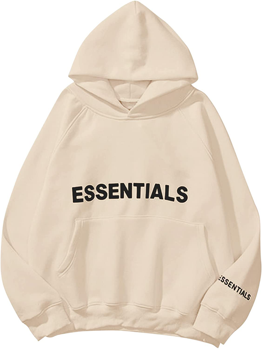 Lauweion Women ESSENTIALS Fleece Letter Loose Hoodie Sweatshirt Long Sleeve Kangaroo Pocket Drop Shoulder Pullovers Top Apparel & Accessories > Clothing > Activewear Kylie Max   