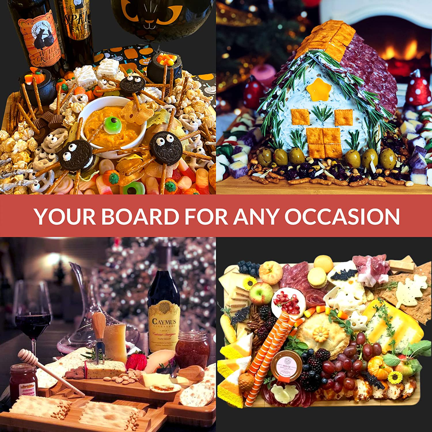 Cheese Board Set, Charcuterie Board Set, Wine and Cheese Board, Meat and Cheese Board, Bamboo Cheese Board and Knife Set, Unique Charcuterie Boards, Wooden Cheese Tray, Large Wood Cheese Platter Gift Arts & Entertainment > Party & Celebration > Gift Giving Home Euphoria   