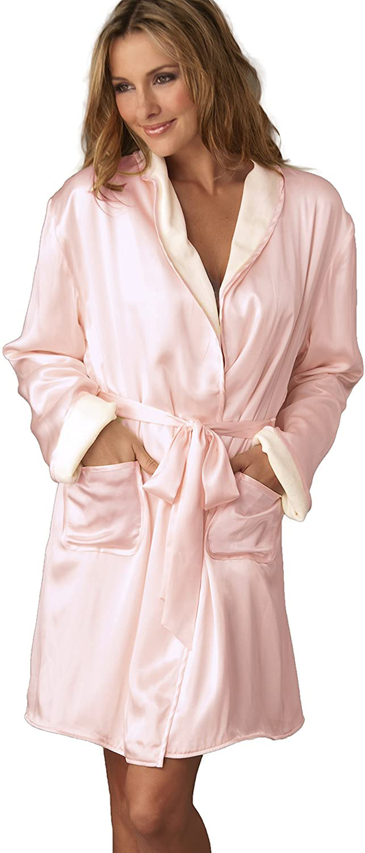 Julianna Rae Women'S Cieli Short Robe, Spa Wrap, Fully Reversible Robe, Luxurious Silk Sash, Lingerie Apparel & Accessories > Clothing > Sleepwear & Loungewear > Robes Julianna Rae Delicate XX-Large 