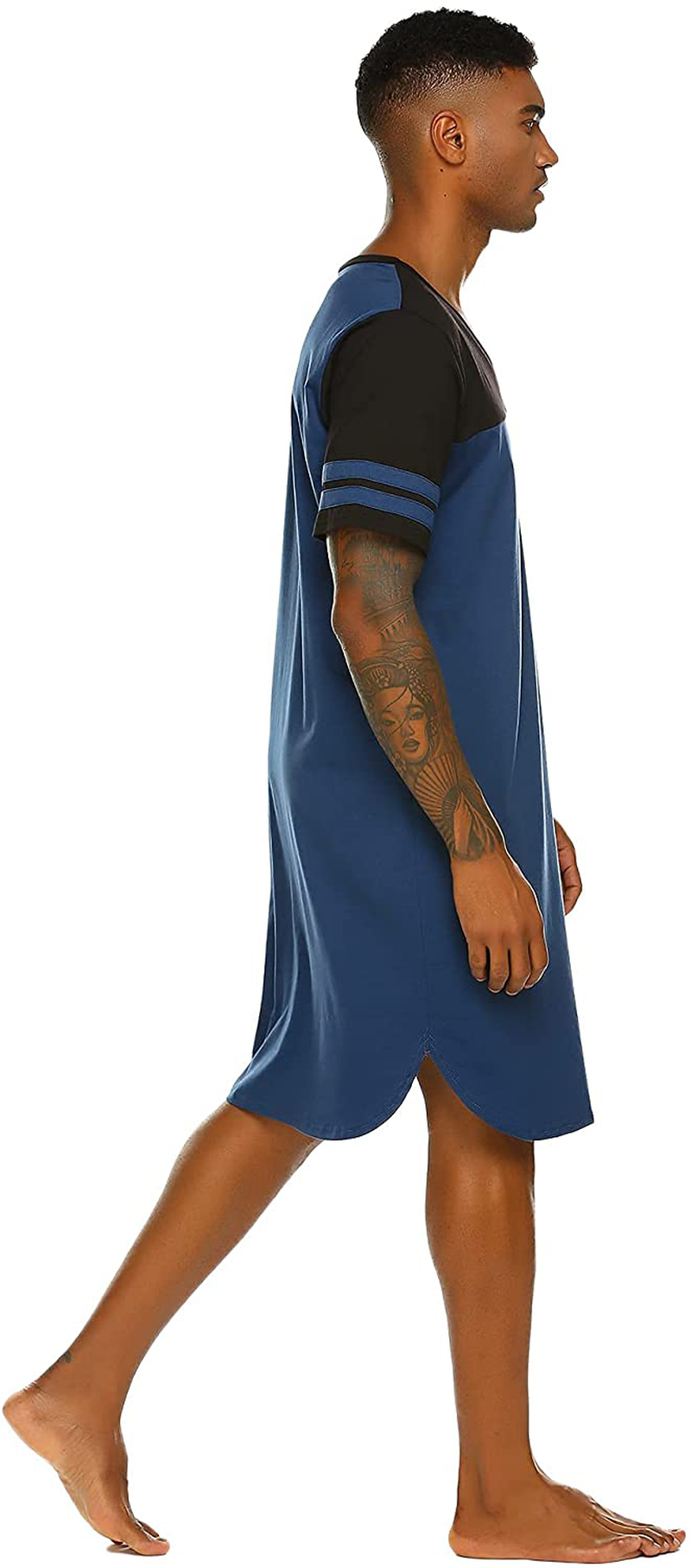 Ekouaer Nightgowns Mens V Neck Long Sleeve Sleepwear Big&Tall Pajama Sleeping Wear Loungewear Nightshirts M-XXXL Apparel & Accessories > Clothing > Sleepwear & Loungewear > Nightgowns Kylie Max   