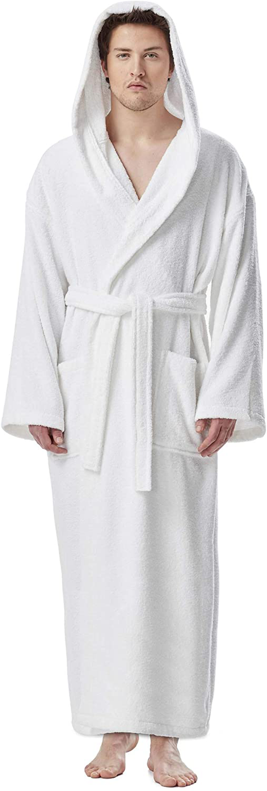 Arus Men'S Hooded Classic Bathrobe Turkish Cotton Robe with Full Length Options Apparel & Accessories > Clothing > Sleepwear & Loungewear > Robes Kylie Max   