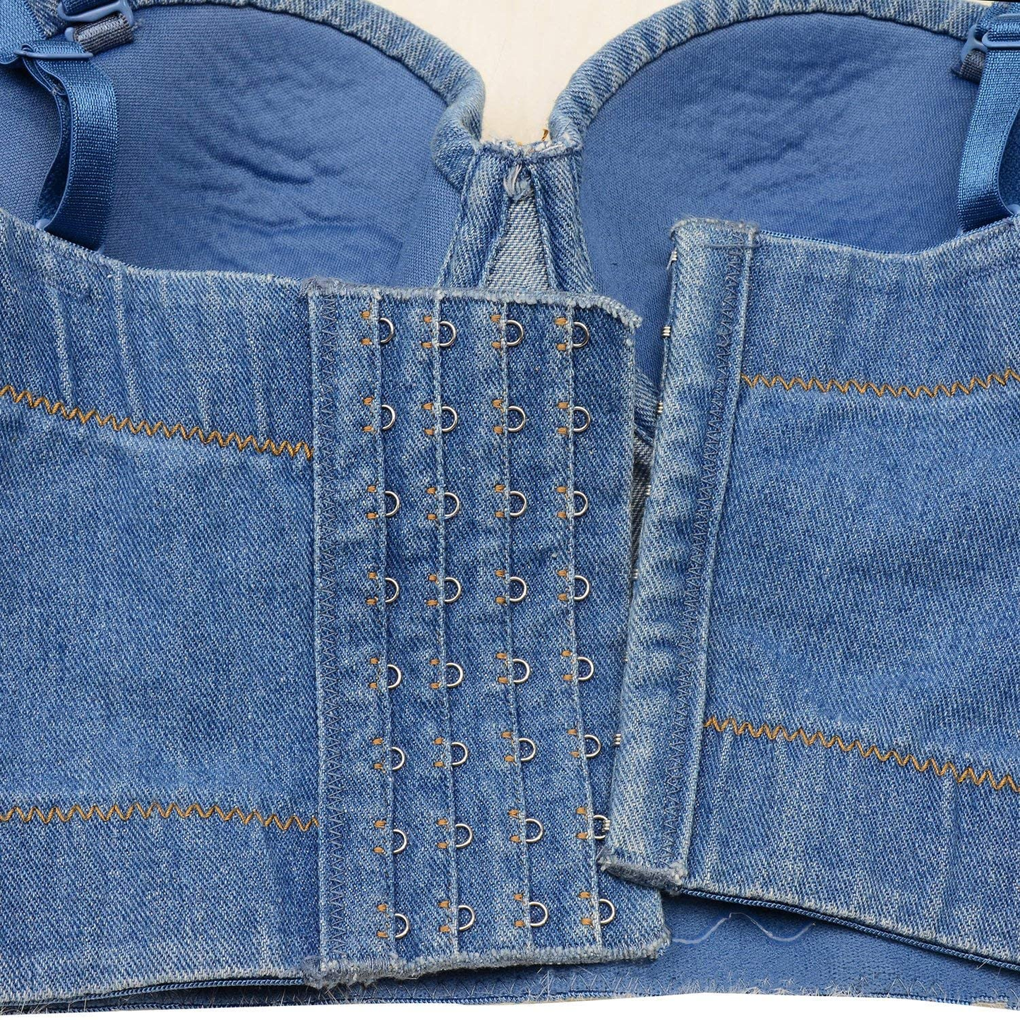 ELLACCI Women'S Tassel Rhinestone Denim Bustier Crop Top Jean Corset Top Bra Blue Apparel & Accessories > Clothing > Underwear & Socks > Lingerie ELLACCI   
