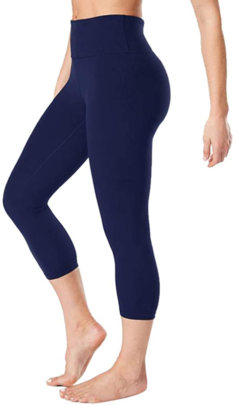 GAYHAY High Waisted Capri Leggings for Women - Soft Slim Tummy Control - Exercise Pants for Running Cycling Yoga Workout Apparel & Accessories > Clothing > Activewear GAYHAY Navy Blue Large-X-Large 