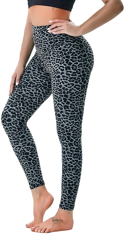 Gayhay High Waisted Leggings for Women - Soft Opaque Slim Tummy Control Printed Pants for Running Cycling Yoga Apparel & Accessories > Clothing > Activewear GAYHAY Dark Grey Leopard Large-X-Large 