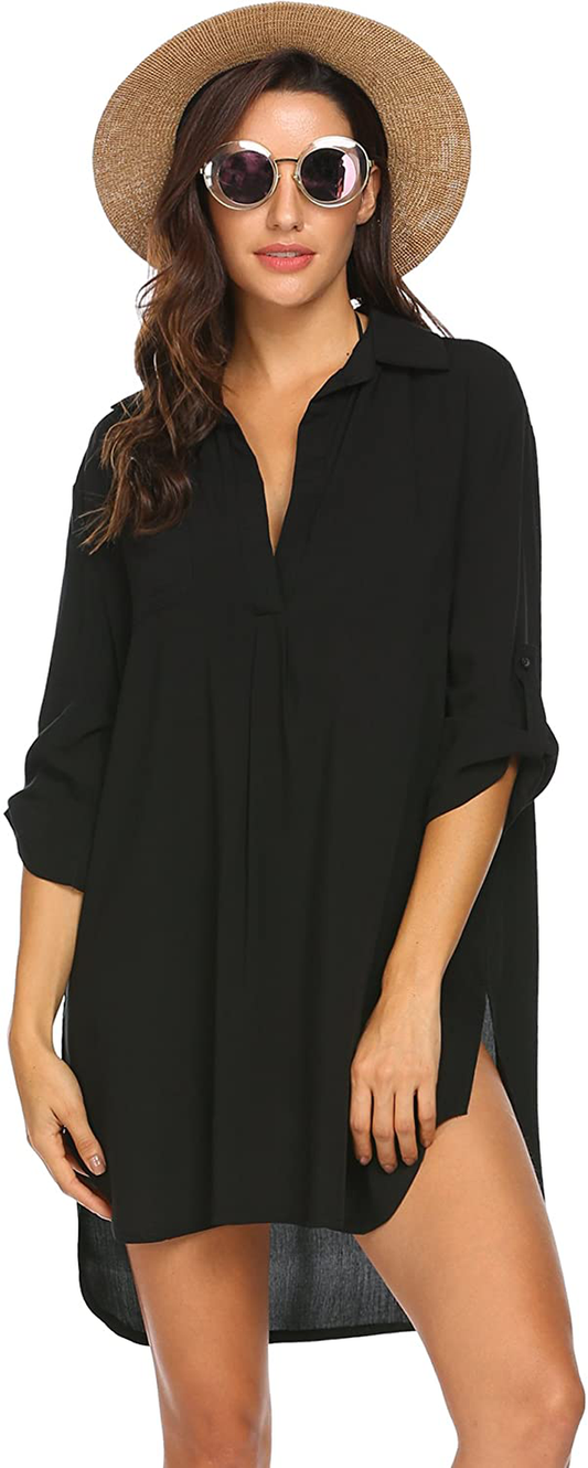 Ekouaer Women'S Swimsuit Beach Cover up Shirt Bikini Beachwear Bathing Suit Beach Dress Apparel & Accessories > Clothing > Swimwear Kylie Max   