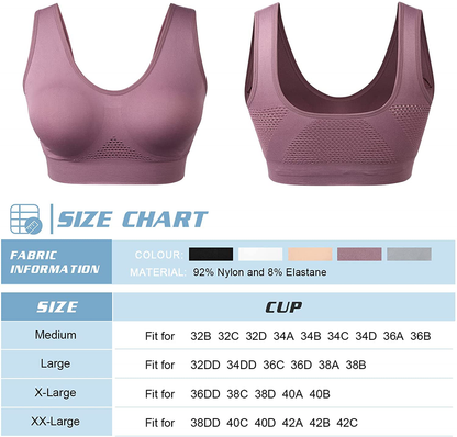 Women Sports Bra Comfortable Sleep Bras No Underwire Seamless Workout Yoga Bra of 3 Pack Apparel & Accessories > Clothing > Underwear & Socks > Bras Kylie Max   