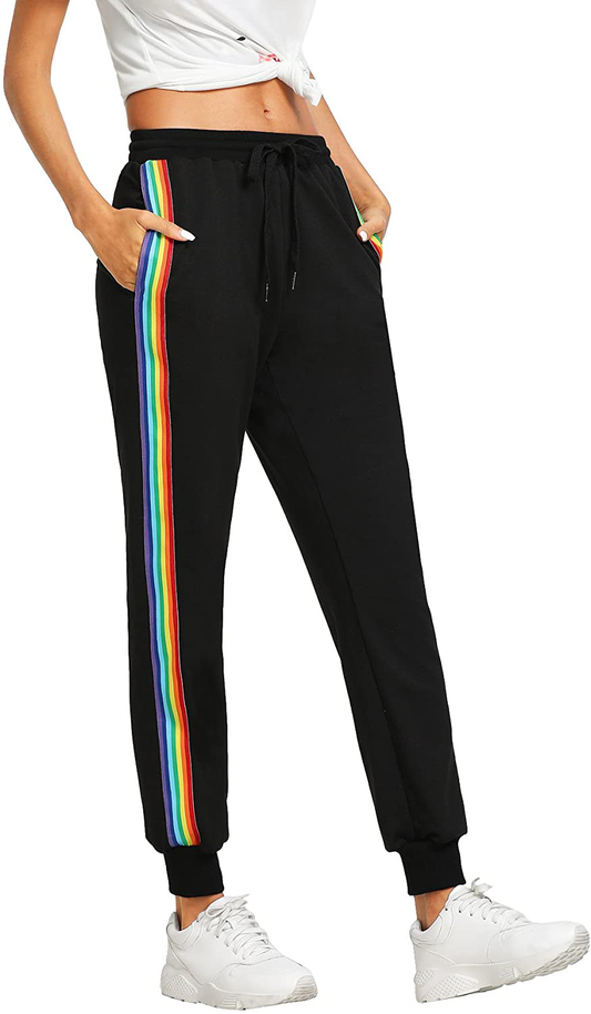 Sweatyrocks Women'S Drawstring Waist Striped Side Jogger Sweatpants with Pocket Apparel & Accessories > Clothing > Activewear Kylie Max   