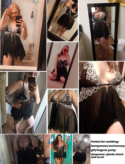 Avidlove Women Lace Lingerie Front Closure Babydoll V Neck Nightwear Sexy Chemise Nightie Apparel & Accessories > Clothing > Underwear & Socks > Lingerie Kylie Max   