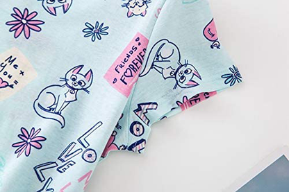 PNAEONG Women'S Cotton Nightgown Sleepwear Short Sleeves Shirt Casual Print Sleepdress Apparel & Accessories > Clothing > Sleepwear & Loungewear > Nightgowns Kylie Max   