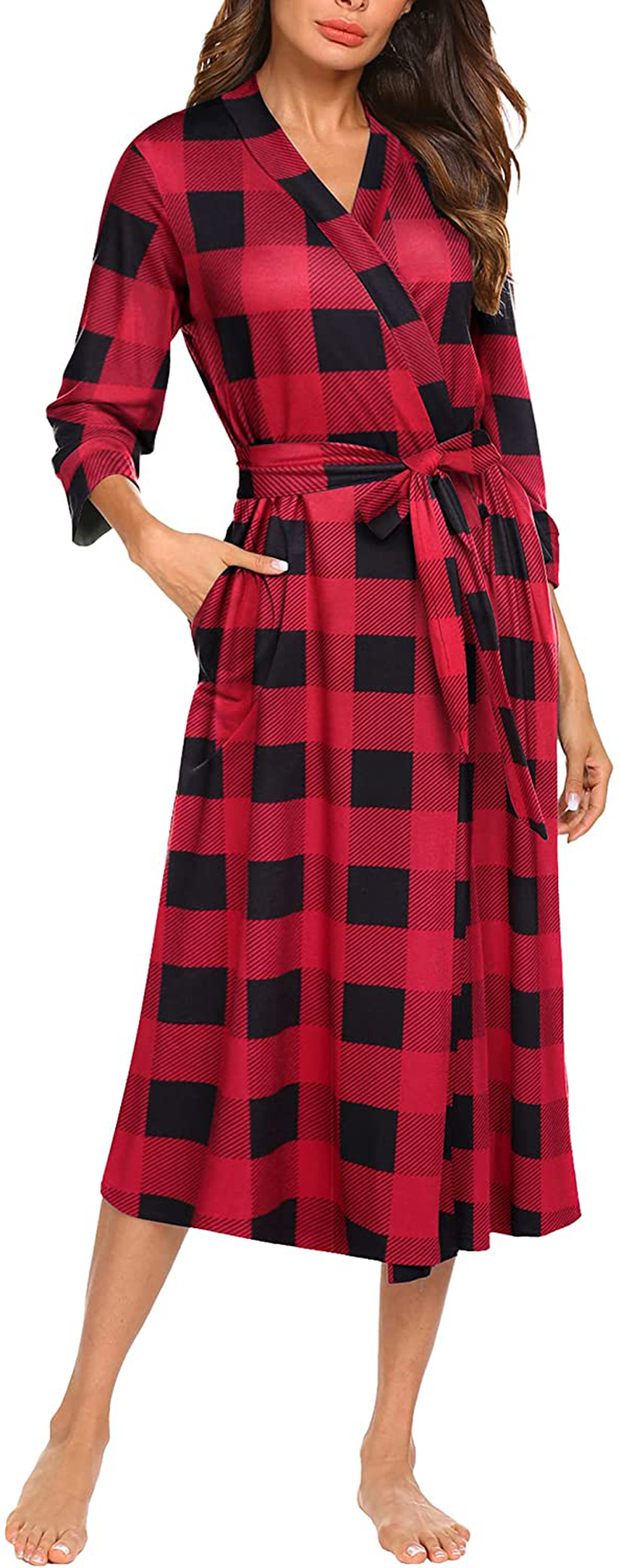 MAXMODA Women Kimono Robes Long Knit Bathrobe Soft Robe Casual Ladies Loungewear S-3XL Apparel & Accessories > Clothing > Sleepwear & Loungewear > Robes MAXMODA   
