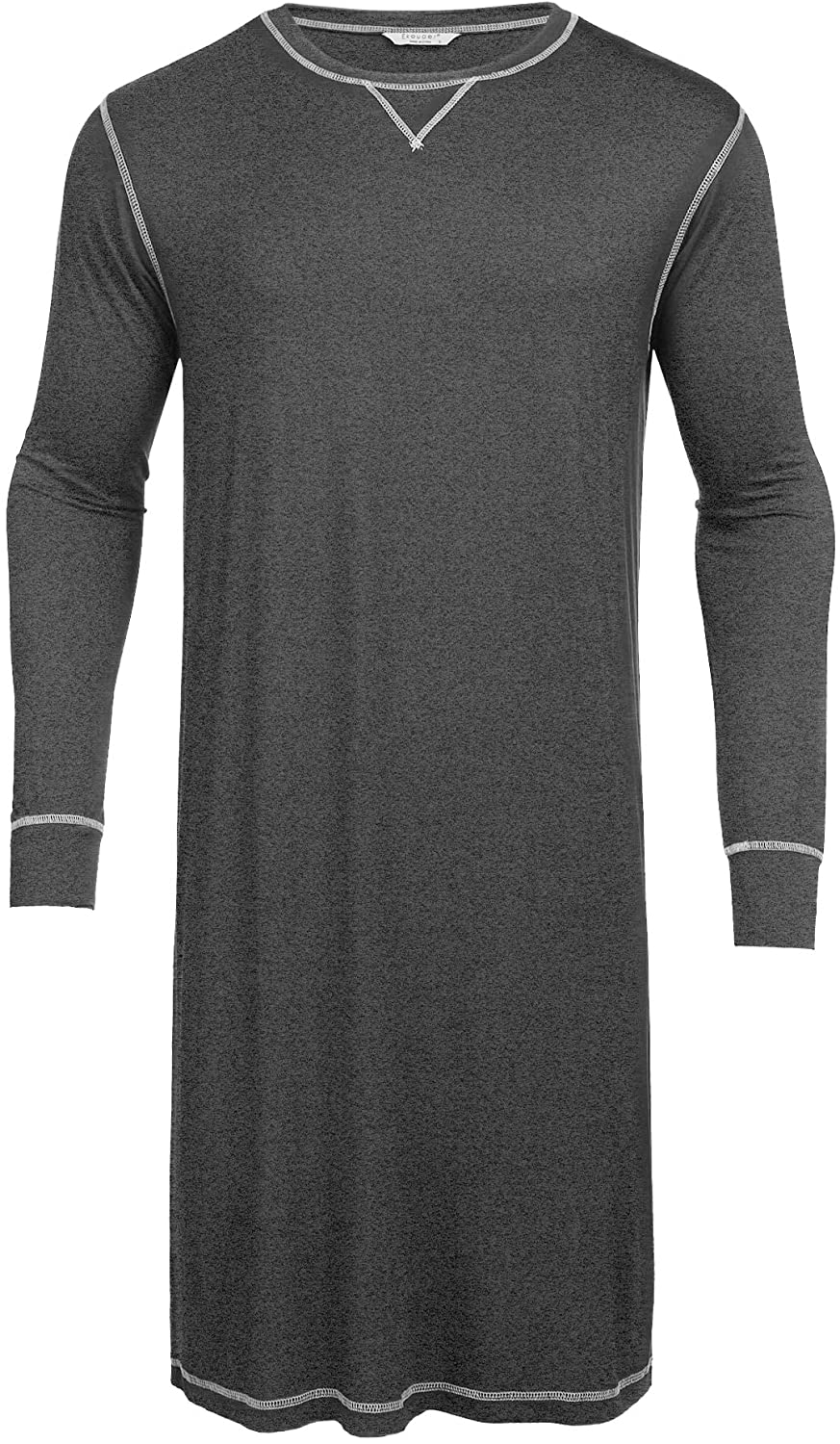 Ekouaer Men'S Nightshirt Long Sleeve Sleepwear Soft Comfy Nightgown Loose Sleep Shirt S-XXL Apparel & Accessories > Clothing > Sleepwear & Loungewear > Nightgowns Kylie Max   