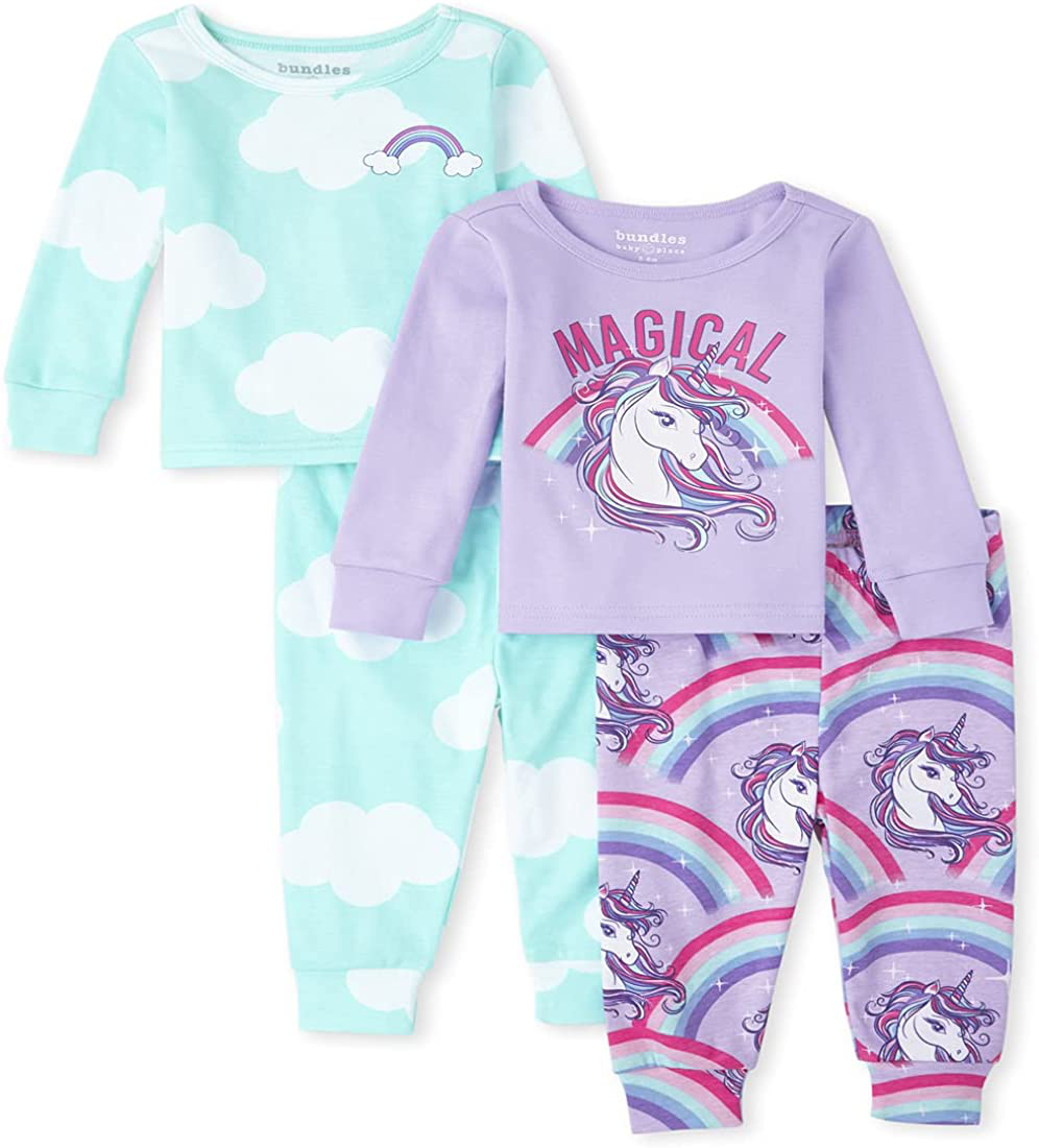 The Children'S Place Baby Toddler Girl Unicorn Panda Snug Fit Cotton 4-Piece Pajamas Apparel & Accessories > Clothing > Sleepwear & Loungewear > Pajamas Kylie Max   