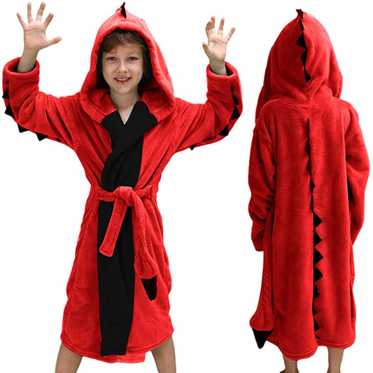 Kids Robes Boys Dinosaur Flannel Hooded Bathrobe Soft Animal Sleepwear Robe Costume Apparel & Accessories > Clothing > Sleepwear & Loungewear > Robes Kylie Max   