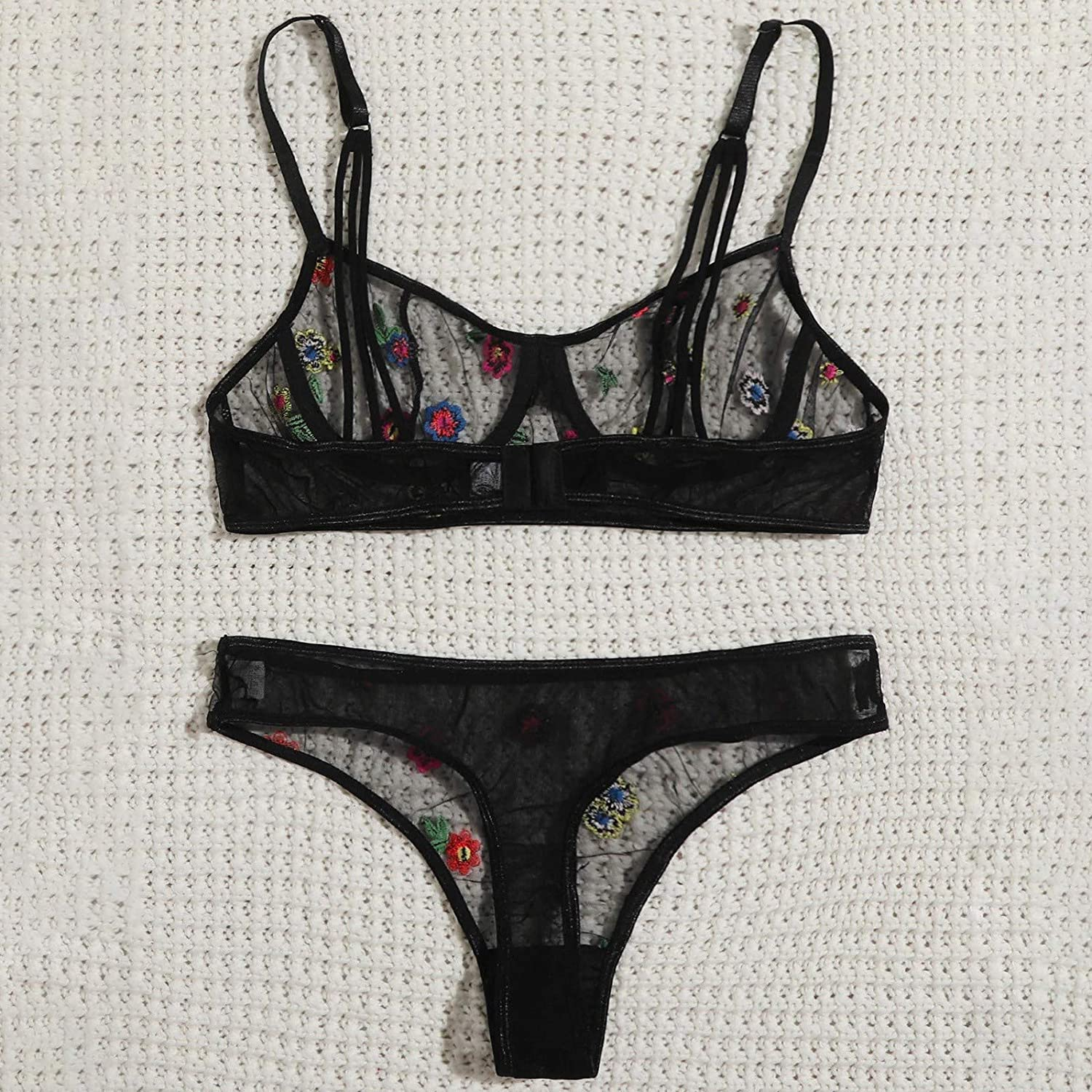Women Perspective Strappy Bralette Sexy Sling Lingerie Teddy Corset Babydolls Chemise,Sleepwear Lace Bras&Thong Pajamas Set Apparel & Accessories > Clothing > Underwear & Socks > Shapewear aneralied   