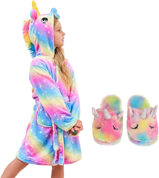 CHETOSHO Soft Hooded Robe with Matching Slippers for Girls Apparel & Accessories > Clothing > Sleepwear & Loungewear > Robes Kylie Max   