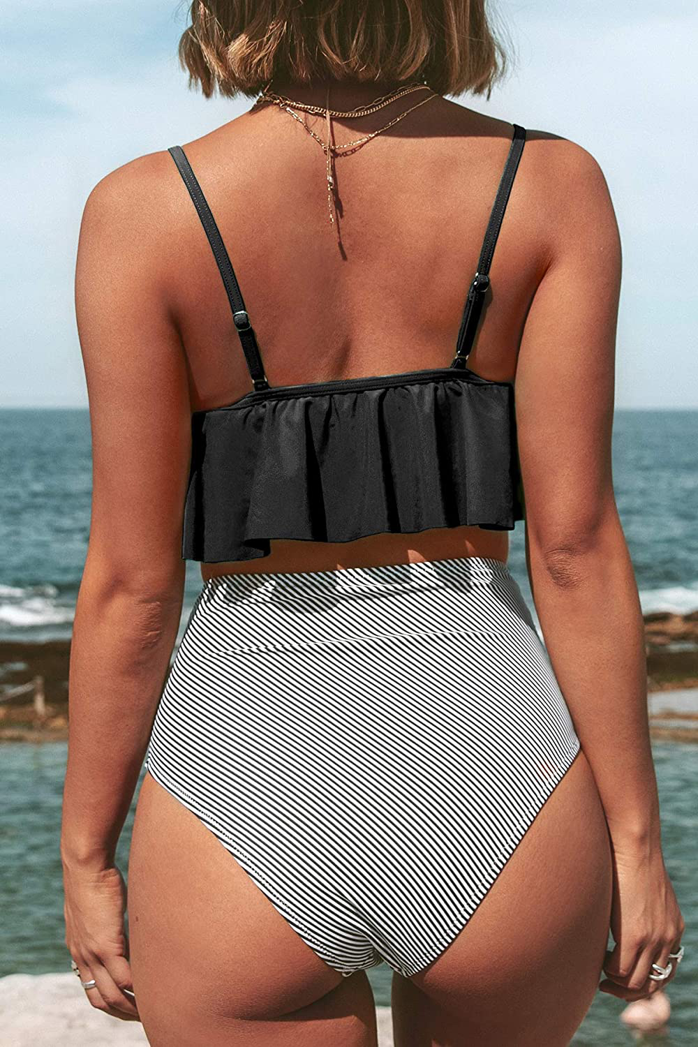 CUPSHE Women'S High Waisted Falbala Bikini Set  Kylie Max   