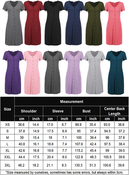 Ekouaer Women'S Nightshirt Short Sleeve Button down Nightgown V-Neck Sleepwear Pajama Dress Apparel & Accessories > Clothing > Sleepwear & Loungewear > Nightgowns Kylie Max   