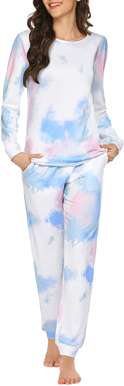 Ekouaer Womens Pajama Set Long Sleeve Sleepwear Star Print Nightwear Soft Pjs Lounge Sets with Pockets Apparel & Accessories > Clothing > Sleepwear & Loungewear > Pajamas Ekouaer Pat-tie Dye1 Medium 