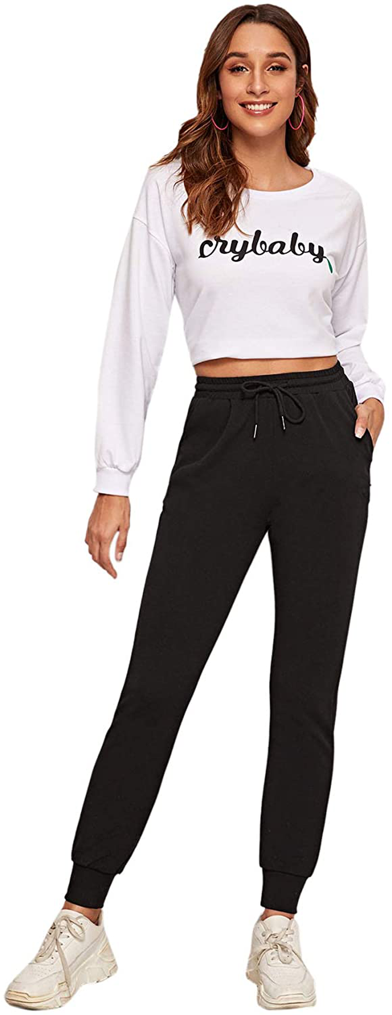 Sweatyrocks Women'S Drawstring Waist Striped Side Jogger Sweatpants with Pocket Apparel & Accessories > Clothing > Activewear Kylie Max   
