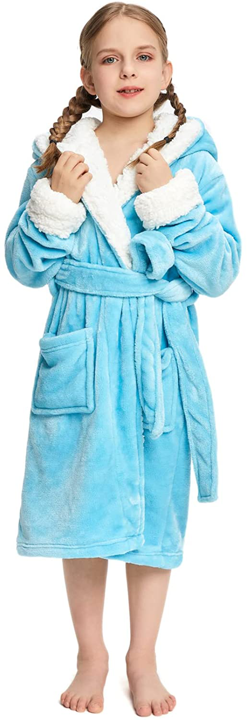 NEWCOSPLAY Girls Robe Soft Hooded Bathrobe Sleepwear Loungewear Gifts for Girls Toddler Kids Apparel & Accessories > Clothing > Sleepwear & Loungewear > Robes Kylie Max   