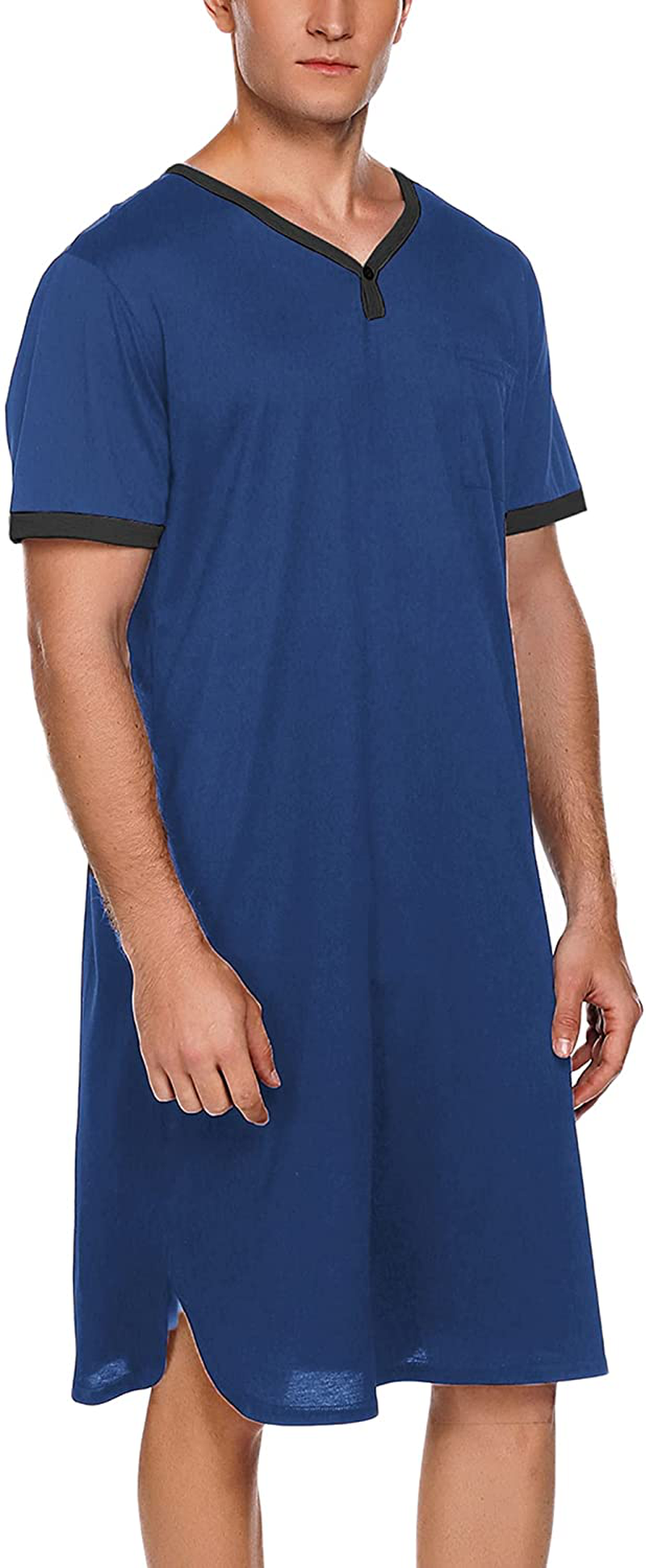 Ekouaer Men'S Nightshirt Nightwear Comfy Big&Tall Short Sleeve Henley Sleep Shirt Apparel & Accessories > Clothing > Sleepwear & Loungewear > Nightgowns Kylie Max   