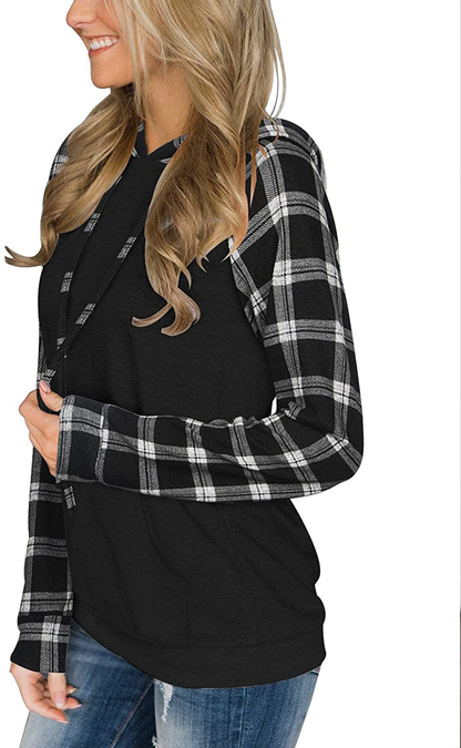 PINKMSTYLE Womens Color Block Hoodies Casual Lightweight Drawstring Pullover Sweatshirt Fall Long Sleeve Tops with Pocket Apparel & Accessories > Clothing > Activewear Kylie Max   