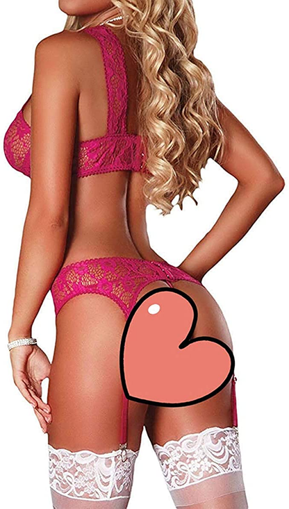 Women Harness Lace Lingerie Set Skirt 3 Pieces Bralettes and Garter Belt Apparel & Accessories > Clothing > Underwear & Socks > Lingerie QUEENIE VISCONTI   