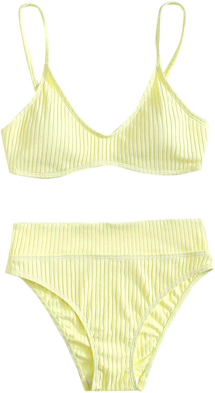 SOLY HUX Women's Print Tie Back Triangle Bikini Bathing Suits 2 Piece Swimsuits Apparel & Accessories > Clothing > Swimwear KYLIE MAX Lime Green Pastel X-Small 