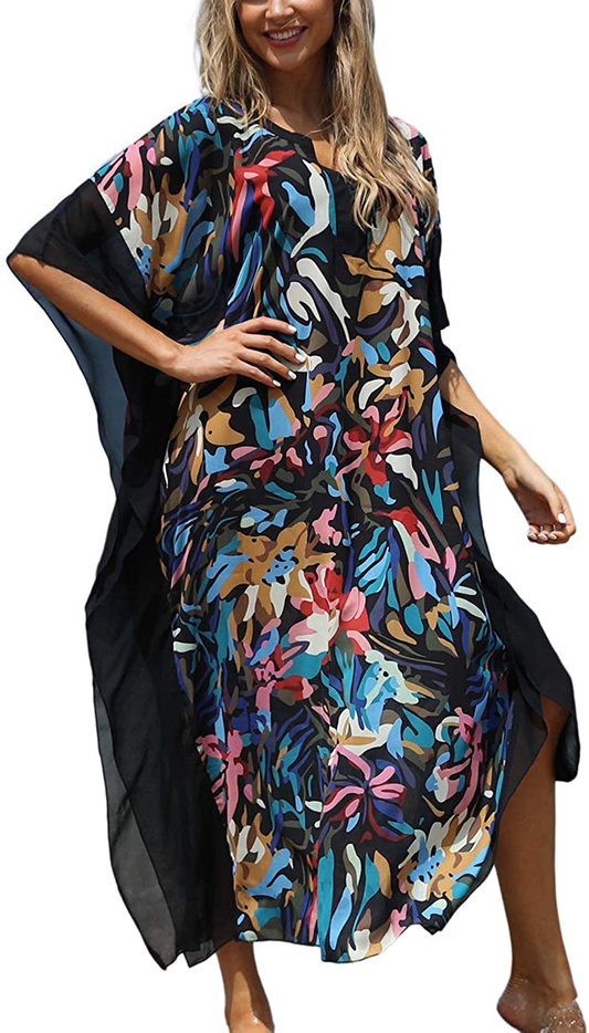 Bsubseach Women Beachwear Turkish Kaftans Long Swimsuit Cover up Caftan Beach Dress Apparel & Accessories > Clothing > Swimwear Kylie Max   