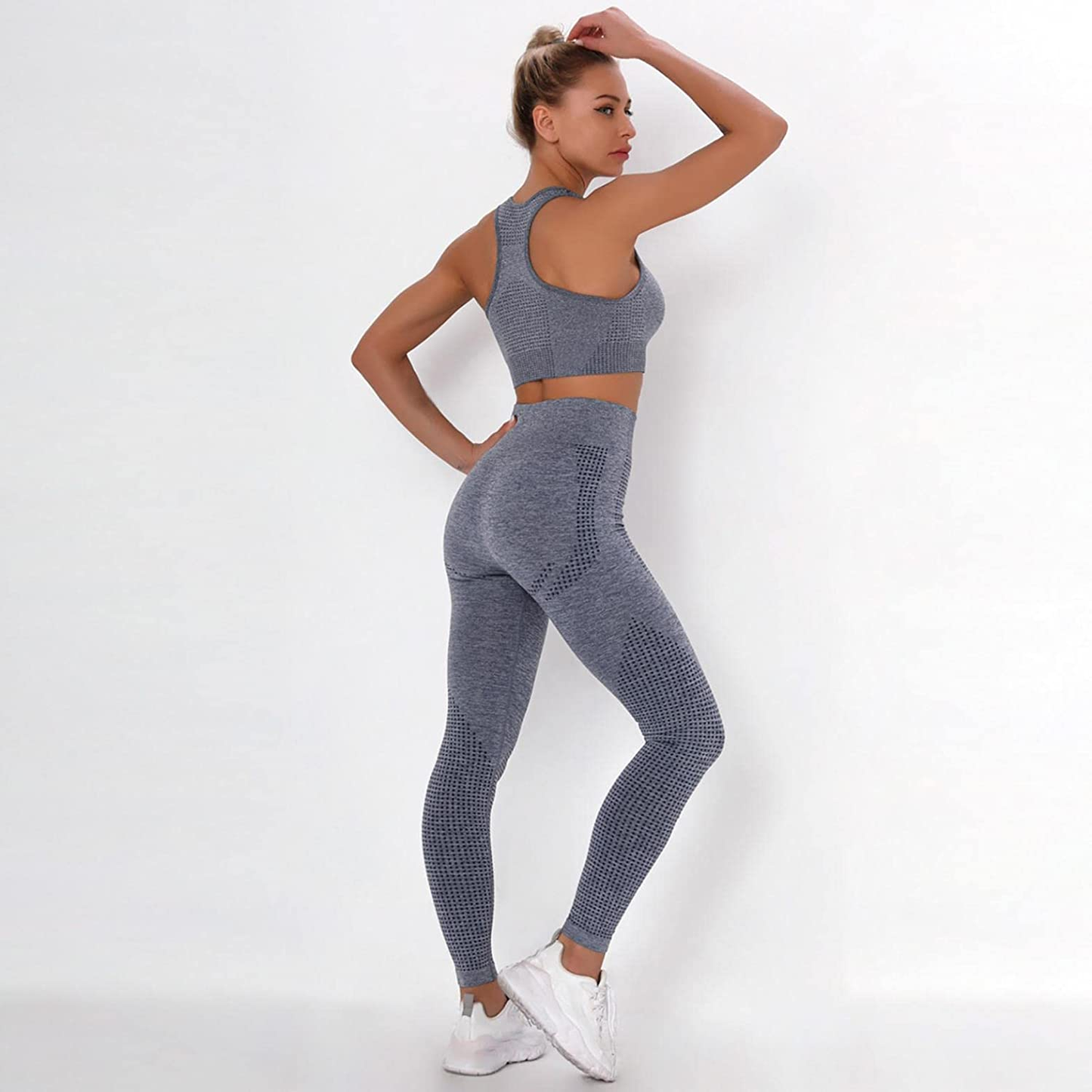 Burband Womens Ribbed Seamless Yoga Outfits 2 Piece Tracksuits Sports Bra Seamless Leggings Yoga Gym Workout Set Activewear Apparel & Accessories > Clothing > Underwear & Socks > Shapewear Burband   