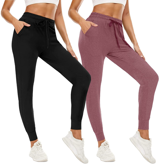 QGGQDD 2 Pack Joggers for Women - Sweatpants with Pockets Yoga Lounge Black Workout Pants Apparel & Accessories > Clothing > Activewear Kylie Max   