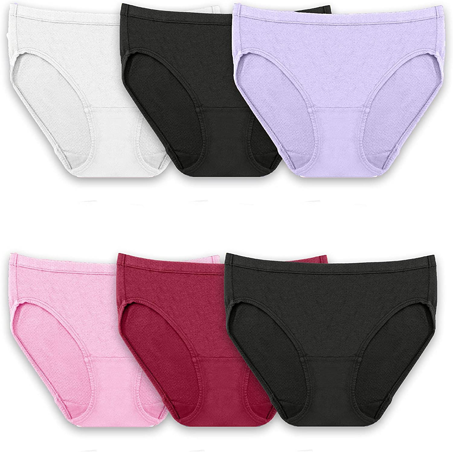 Fruit of the Loom Women'S Breathable Underwear (Regular & plus Size) Apparel & Accessories > Clothing > Underwear & Socks > Underwear Fruit of the Loom Bikini - Cotton Mesh - 6 Pack Assorted Colors Regular 9