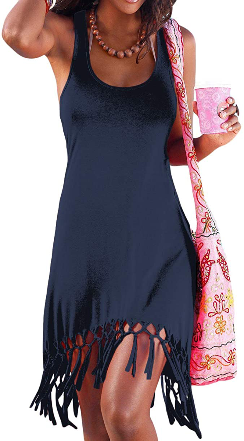 Pinziko Women'S Summer Beach Dress Bikini Cover up Casual Vacation Short Dresses Apparel & Accessories > Clothing > Swimwear Kylie Max   