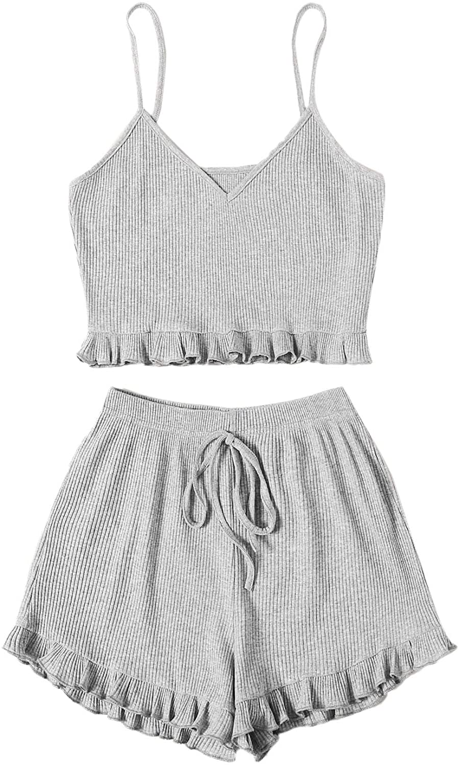 Sweatyrocks Women'S Suit Two Piece Outfits Sleeveless Crop Cami Top and Shorts Set Apparel & Accessories > Clothing > Sleepwear & Loungewear Kylie Max   