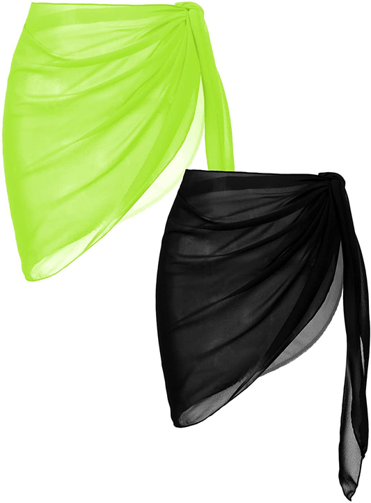 Ekouaer 2 Pieces Women Beach Sarongs Sheer Cover Ups Chiffon Bikini Wrap Skirt for Swimwear S-XXL Apparel & Accessories > Clothing > Swimwear Kylie Max   