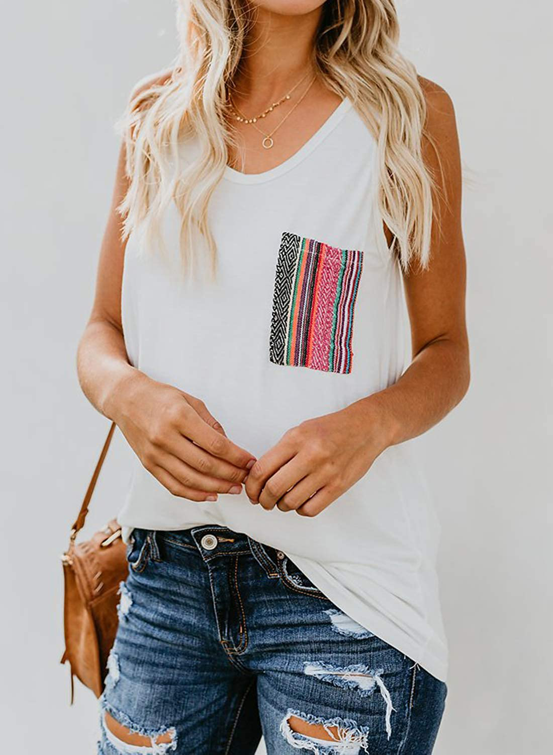 Dokotoo Womens Crew Neck Tank Tops Summer Leopard Detail Print Top Casual Cami Shirts Blouses S-XXL Apparel & Accessories > Clothing > Activewear Kylie Max   