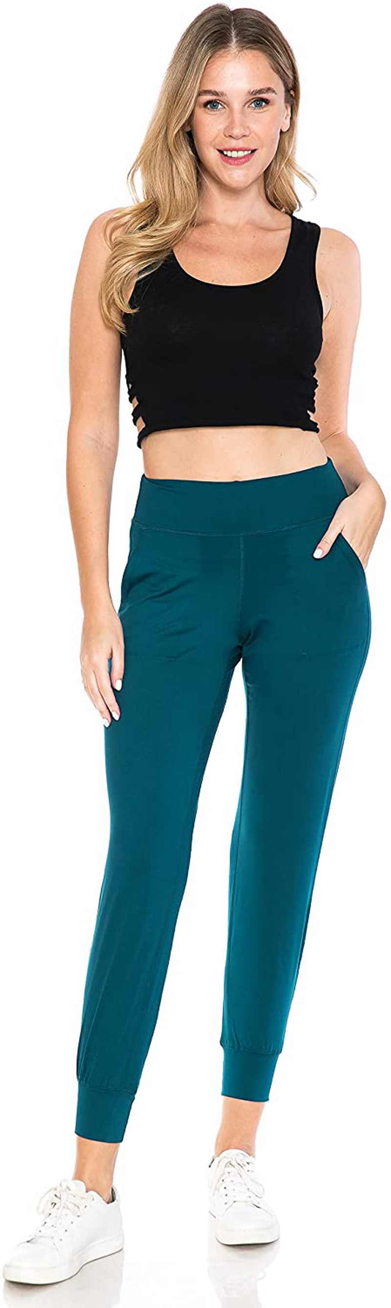 Leggings Depot Women'S Printed Solid Activewear Jogger Track Cuff Sweatpants Apparel & Accessories > Clothing > Activewear Kylie Max   