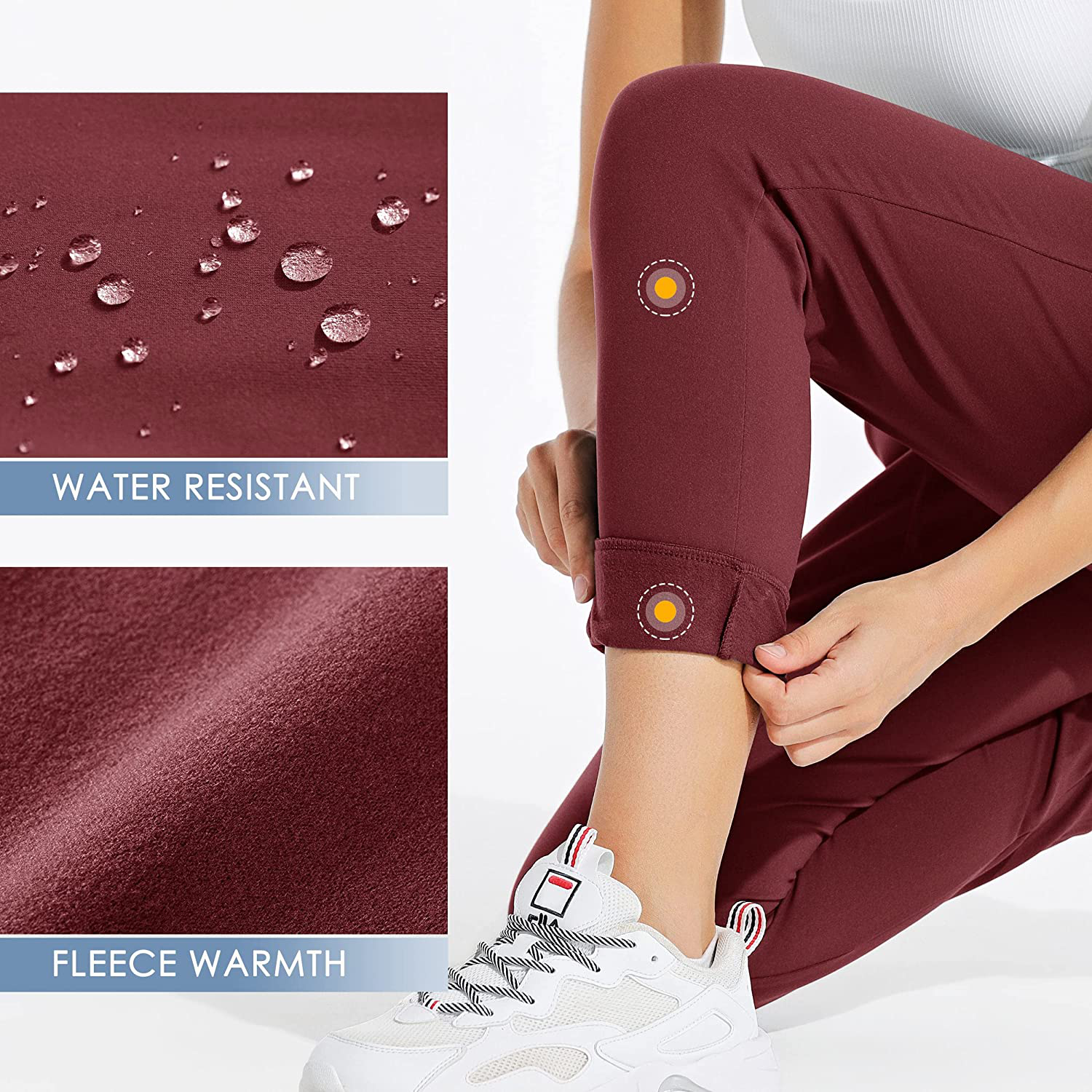 Willit Women'S Fleece Lined Joggers Warm Pants Running Thermal Sweatpants Winter Athletic Water Resistant with Pockets Apparel & Accessories > Clothing > Activewear Kylie Max   