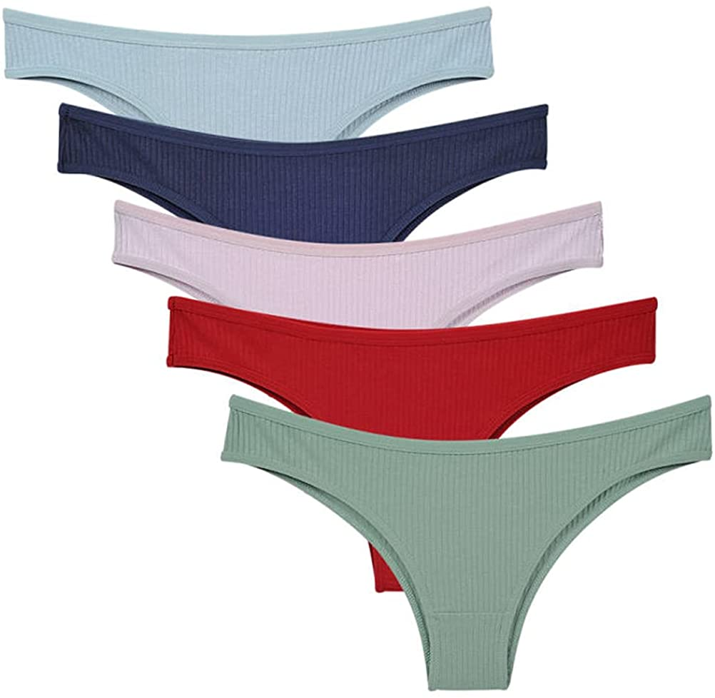 Nightaste Women'S 5-Pack Soft Cotton Tanga Panties Breathable Sport Half Back Coverage Bikini Thong Underwear Apparel & Accessories > Clothing > Underwear & Socks > Underwear Nightaste Multi2 Small 