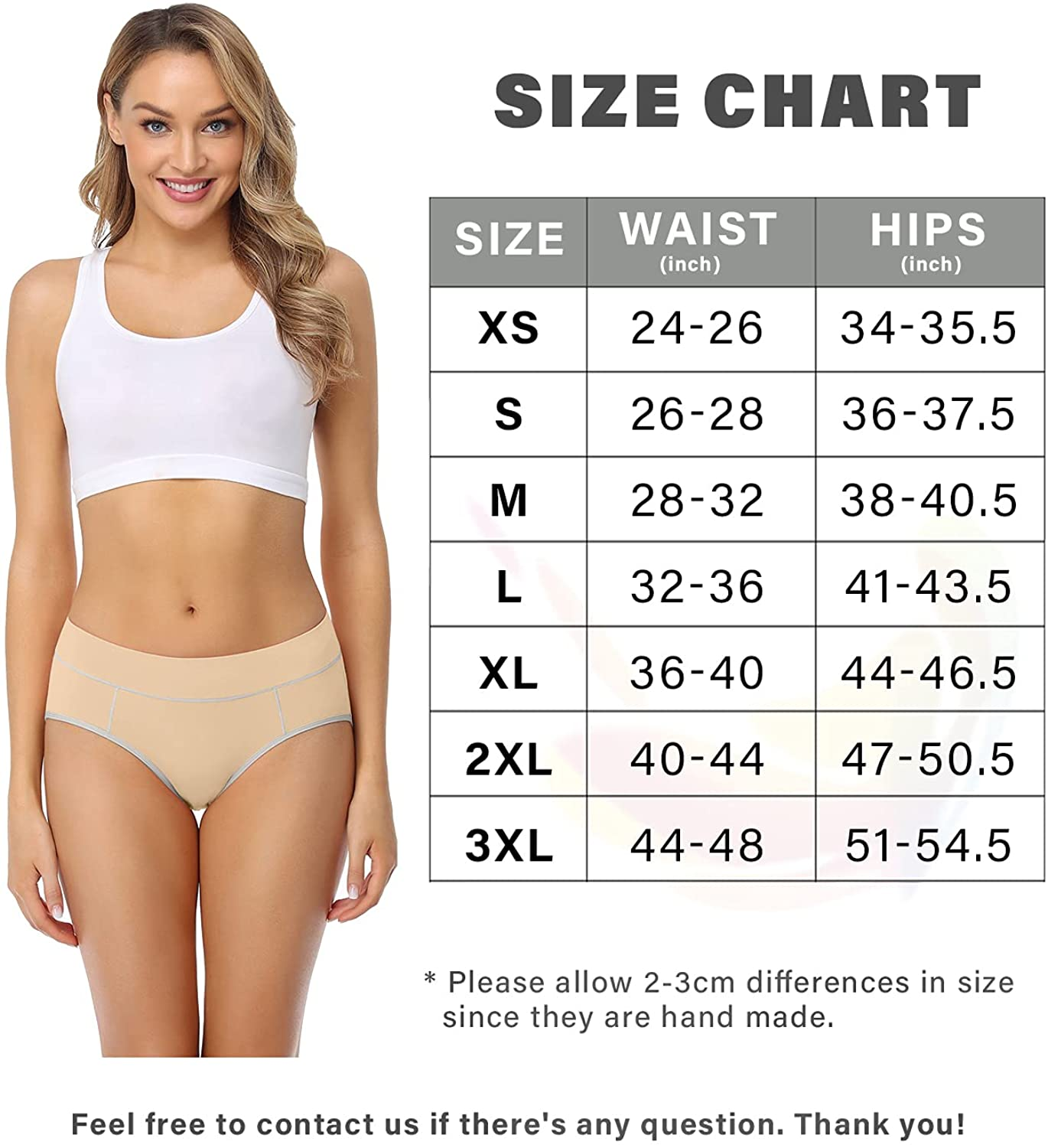 Wirarpa Women'S Cotton Stretch Underwear Comfy Mid Waisted Briefs Ladies Breathable Panties Multipack Apparel & Accessories > Clothing > Underwear & Socks > Underwear KYLIE MAX   
