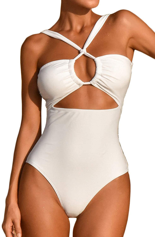 Ioiom Women'S Sexy Front Cross One Piece Swimsuits High Waisted Tummy Control Bathing Suits Apparel & Accessories > Clothing > Swimwear Kylie Max   